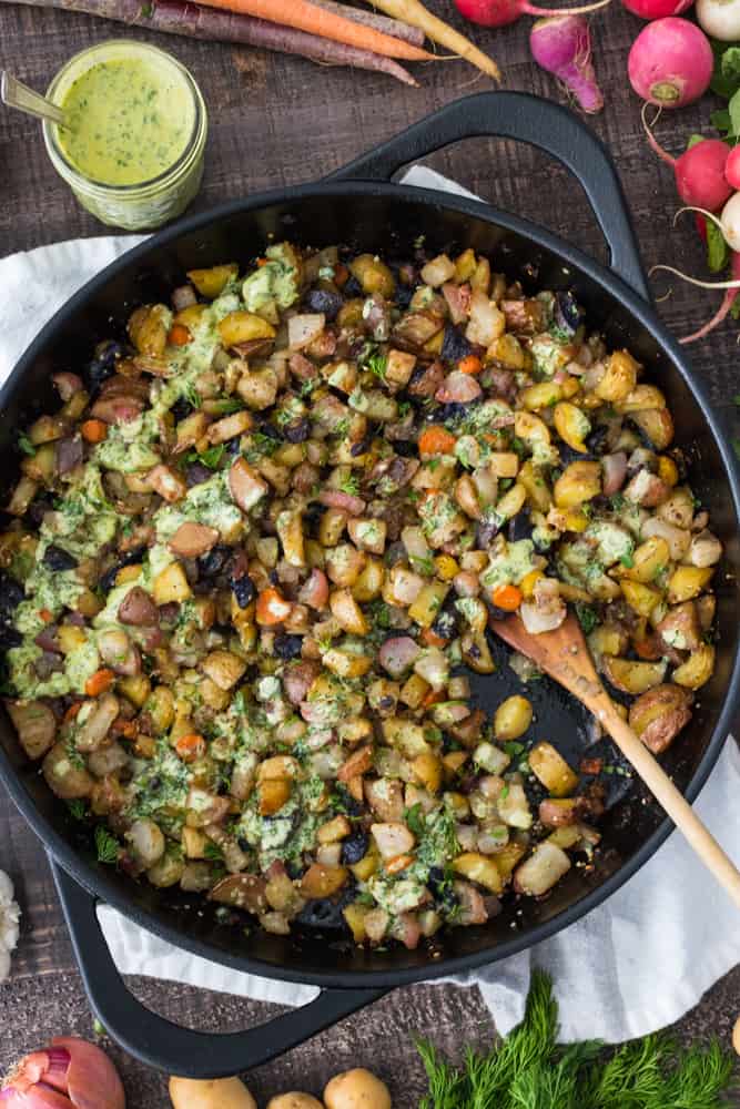 Image for Spring Root Vegetable Hash with Creamy Herb Sauce