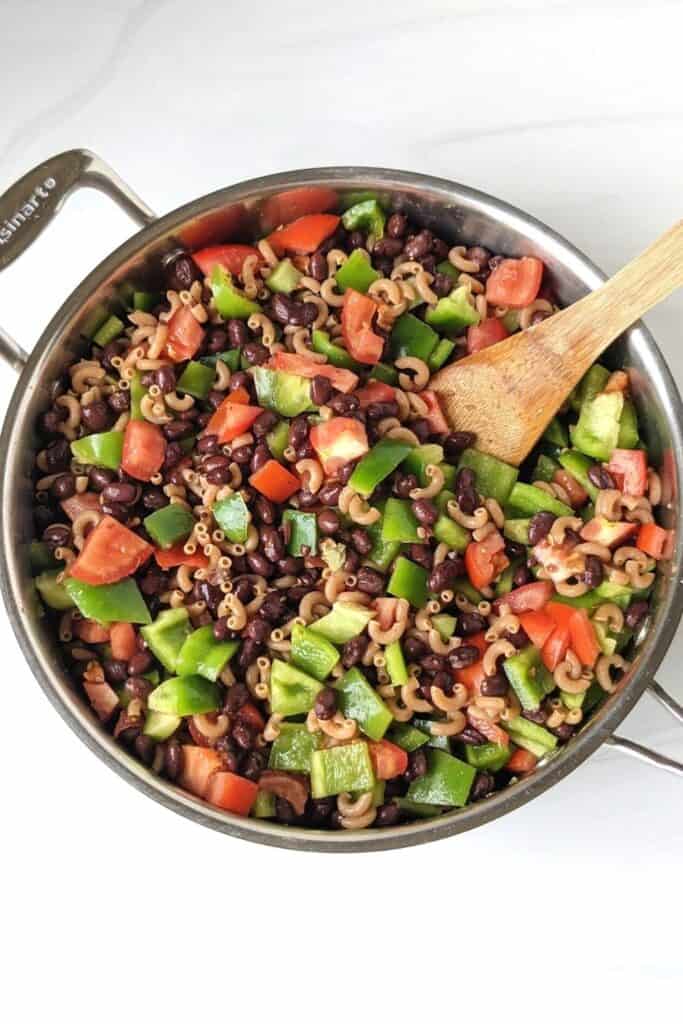 easy one pot taco pasta in a pot before cooking.