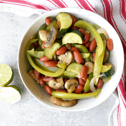 Vegan Fajita Rice Bowl (oil free, gluten free, 21 day fix)