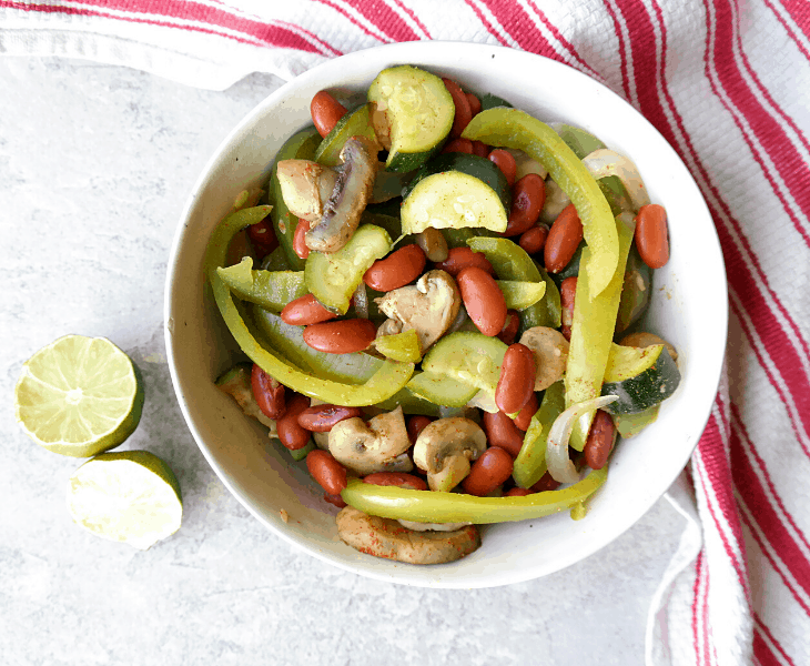 Vegan Fajita Rice Bowl (oil free, gluten free, 21 day fix)