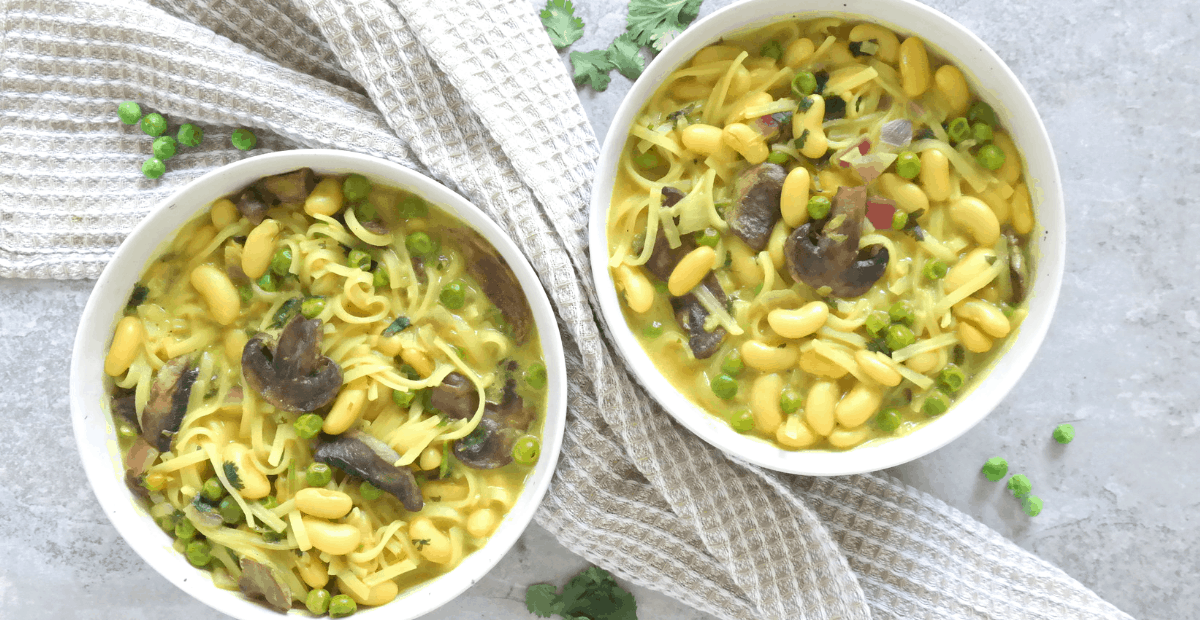 Easy Vegan Thai Noodle Soup Recipe (high protein, gluten free, oil free