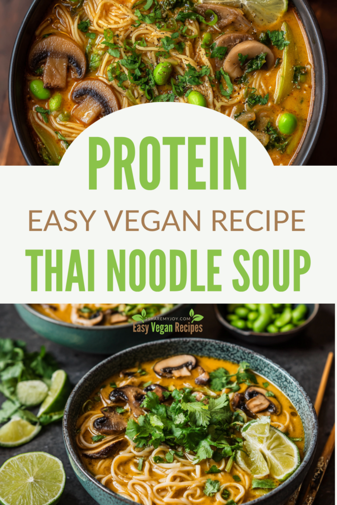 Craving a quick, nourishing vegan dinner? This easy one-pot Thai noodle soup is packed with 27g of plant protein, fiber, and anti-inflammatory flavor. Made with edamame spaghetti, coconut milk, turmeric, and veggies—completely gluten-free, oil-free, and perfect for weight loss or meal prep. Ready in 20 minutes for a cozy, high-protein vegan dinner you’ll want every week!