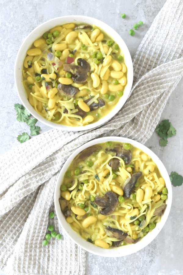 healthy vegan thai noodle soup for weight loss with high protein content