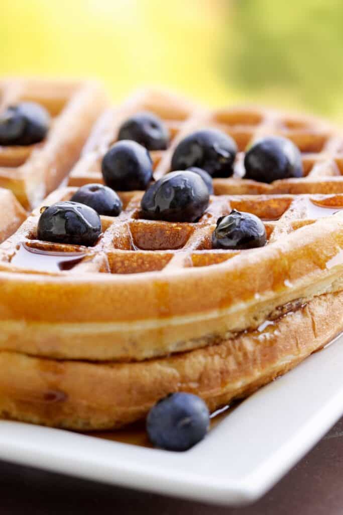 gluten free 3 ingredient vegan waffle recipe with berries