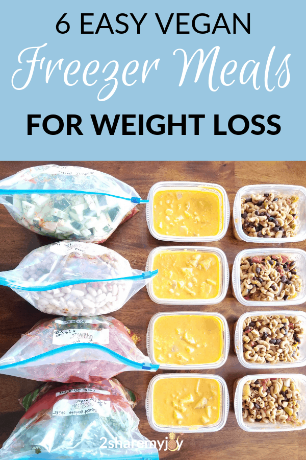6 easy vegan freezer meals for healthy weight loss meal prep.