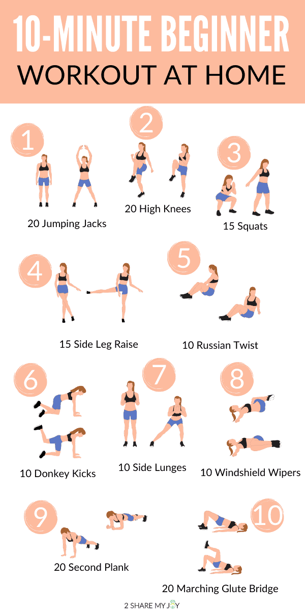 10-minute beginner workout at home, no equipment. I love to do this workout if I have no time and are too lazy for an intense workout.