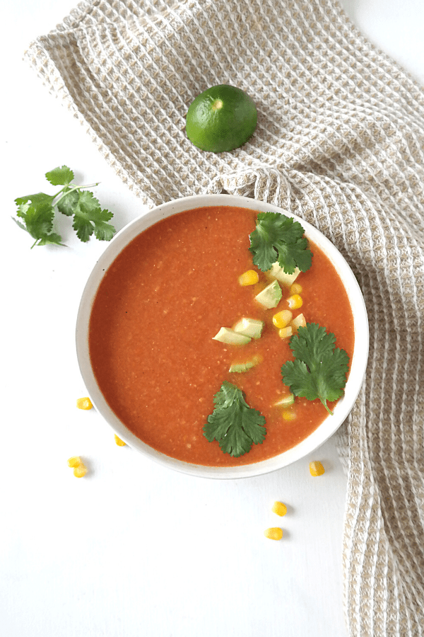 Easy vegan Mexican tomato soup recipe, whole food plant based