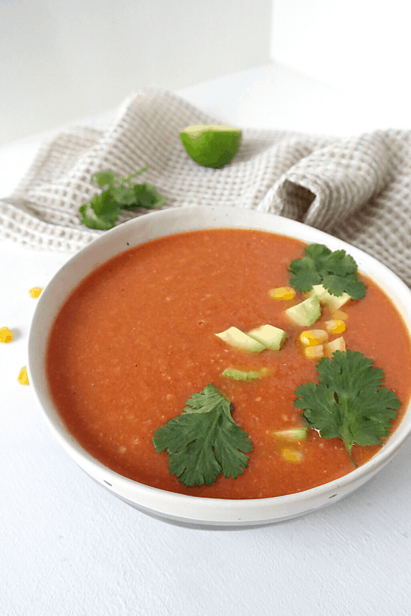 Easy vegan Mexican tomato soup recipe, whole food plant based