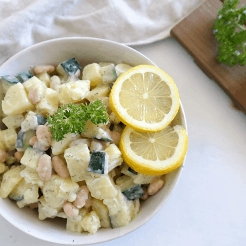 Greek Potato Salad {vegan, oil free}