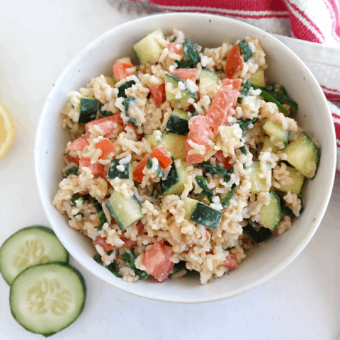 Vegan Rice Salad {Mediterranean, Oil Free}