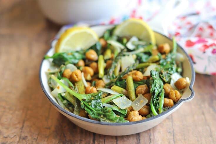 Image for Roasted asparagus with chickpeas & spinach