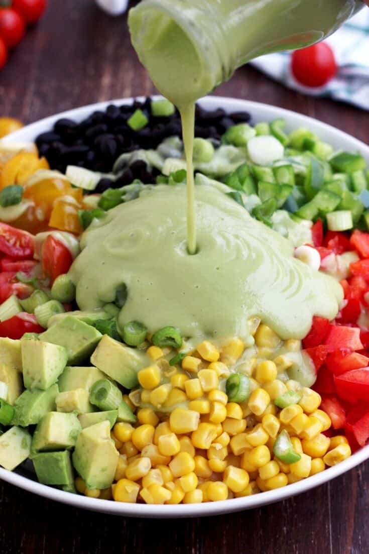 Image for Vegan Mexican Chopped Salad with Avocado Dressing • Happy Kitchen
