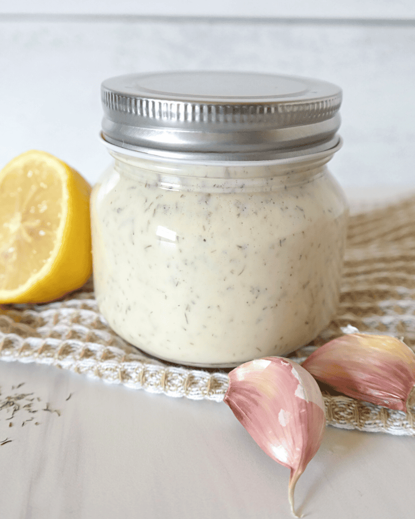 Easy dairy free ranch dressing vegan oil free with garlic and lemon