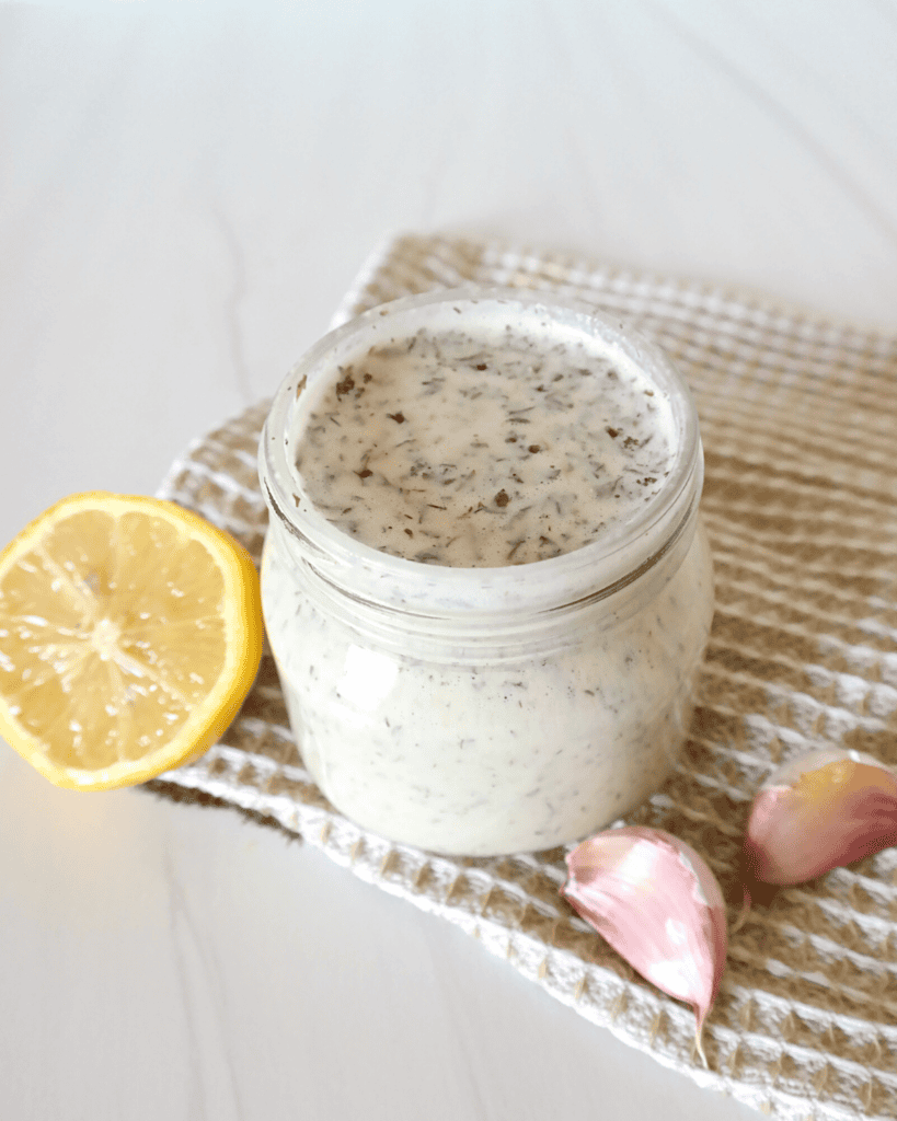 Easy dairy free ranch dressing vegan oil free with dill and parsley