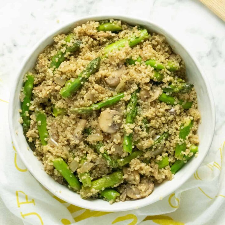 Image for Easy Quinoa Pilaf with Asparagus & Button Mushrooms