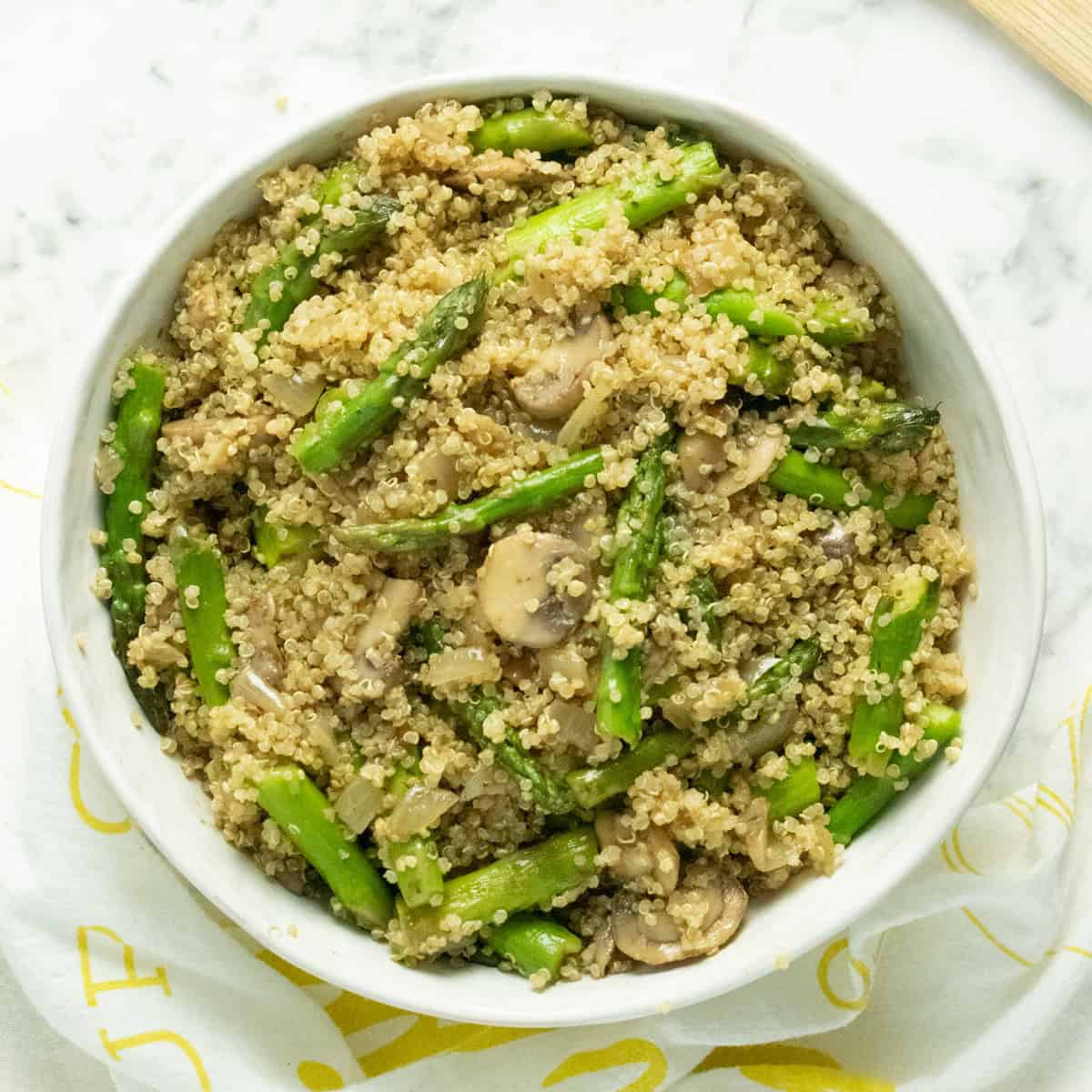 Image for Easy Quinoa Pilaf with Asparagus & Button Mushrooms