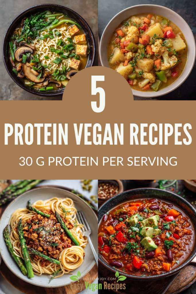 Build muscle and stay energized with these 30g protein vegan meals! 🌿 Each recipe packs over 30 grams of plant-based protein from tofu, lentils, beans, and quinoa. Perfect for weight loss or fitness goals, these meals prove you can hit your protein needs on a vegan diet. Includes high-protein chili, ramen, tofu pasta, and more. #highproteinvegan #veganmealprep #plantbasedprotein