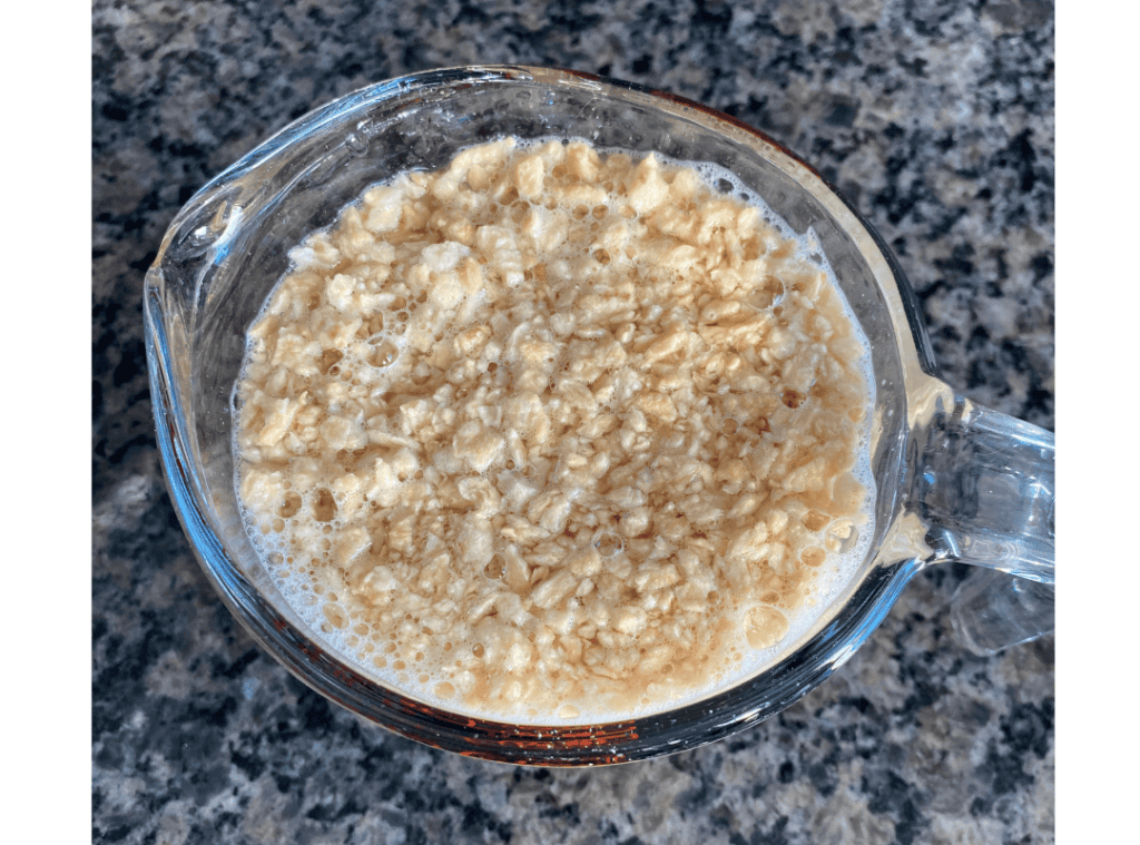 In a medium-sized bowl, pour 1.5 cup of boiling water over the TVP. Let it sit for about 5-10 minutes to rehydrate. It will absorb the water and expand.