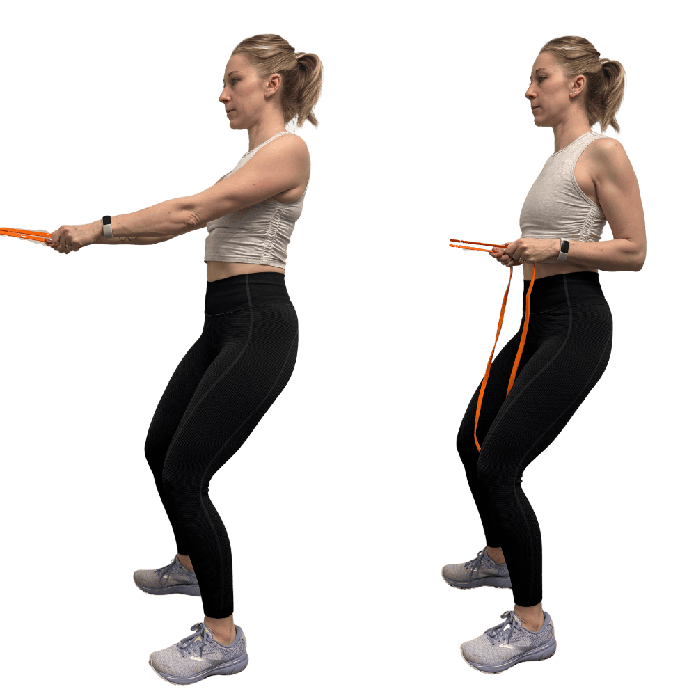 standing horizontal row with resistance band