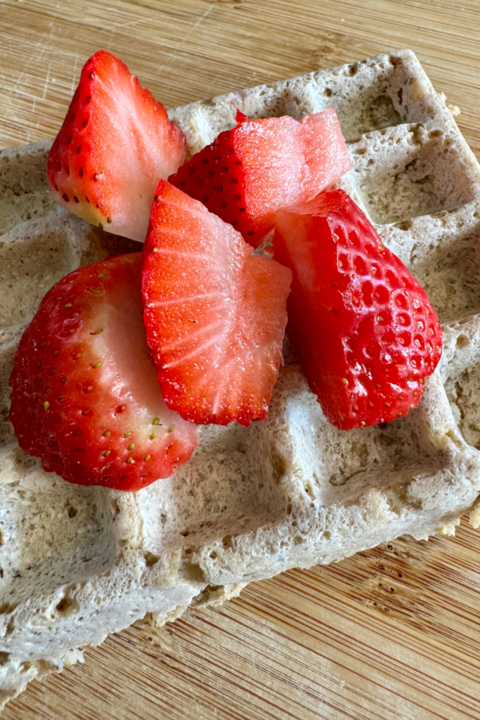 Vegan protein waffle with strawberries