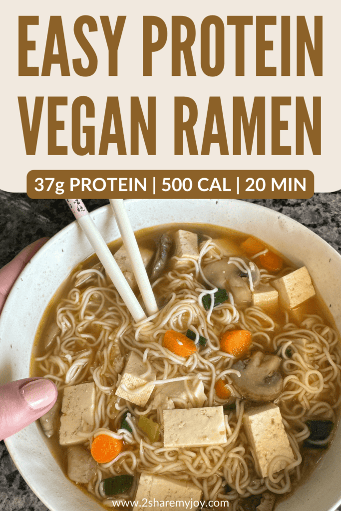 Here is a vegan ramen recipe that is super healthy and easy to make. The high protein vegan ramen contains 37g of plant based protein for only 500 calories and can be cooked in 20 minutes, A super easy and quick vegan protein dinner that taste like from the restaurant and is beginner friendly. It is packed with healthy vitamins and minerals as well.