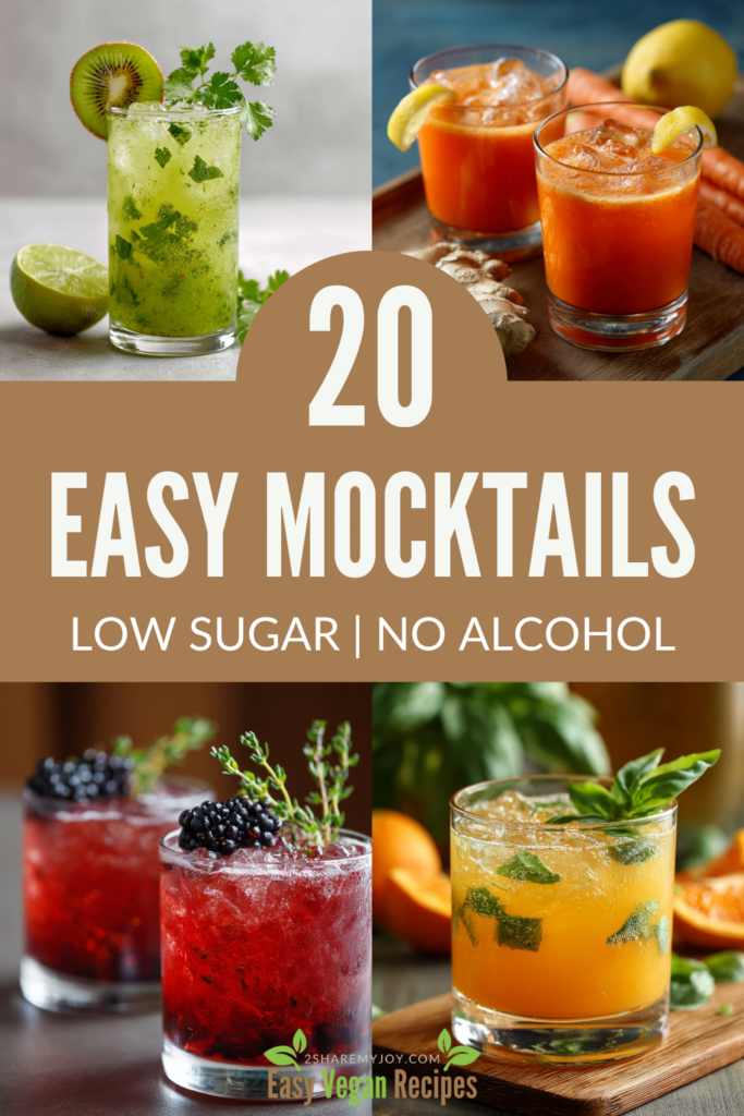 Tired of complicated cocktails? Try these easy vegan mocktails made with simple ingredients and no refined sugar. 🌿 Great for pregnancy, Dry January, or everyday self-care sipping. Pin now for later!