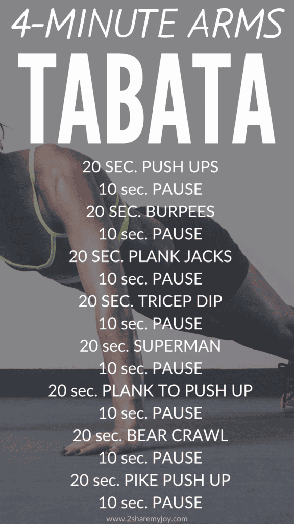 4 Minute Arms Tabata. Arm cardio workout HIIT 20/10 tabata