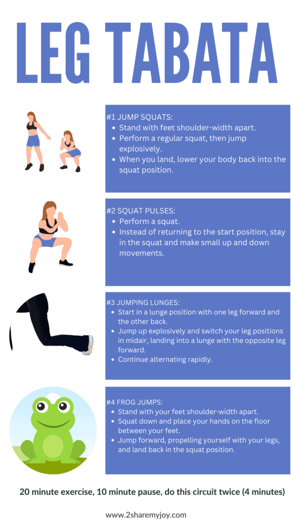 leg tabata workout routine. 4 minute tabata for legs 20/10