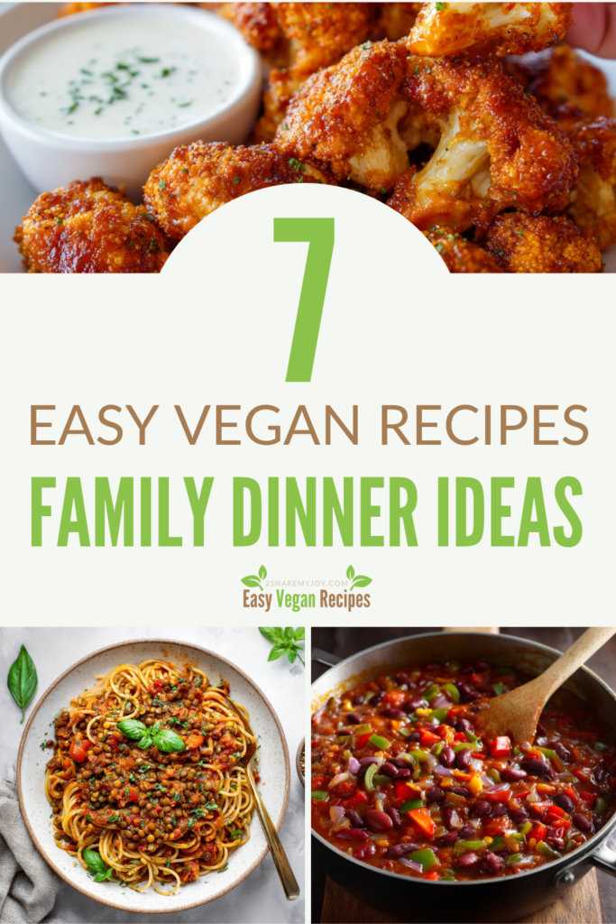 Looking for simple, healthy vegan recipes everyone will love? These 7 easy vegan dinner ideas are perfect for busy families! From hearty lentil shepherd’s pie to flavorful tacos and quick tofu stir-fry, each meal is delicious, nutritious, and family-approved. Discover easy plant-based dinners that make healthy eating stress-free. Perfect for weeknights or meal prep! 🌱 #easyveganrecipes #familydinner #plantbased