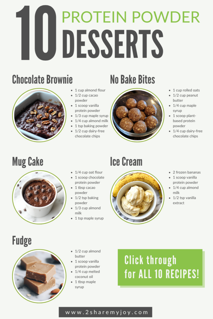 Indulge in these 10 easy vegan protein powder desserts! From brownies to protein ice cream, these high-protein treats are perfect for a guilt-free sweet fix. Made with simple ingredients, they’re delicious and packed with plant-based protein. Save this for your next healthy dessert craving! #proteinpowderdessert #vegan #highprotein