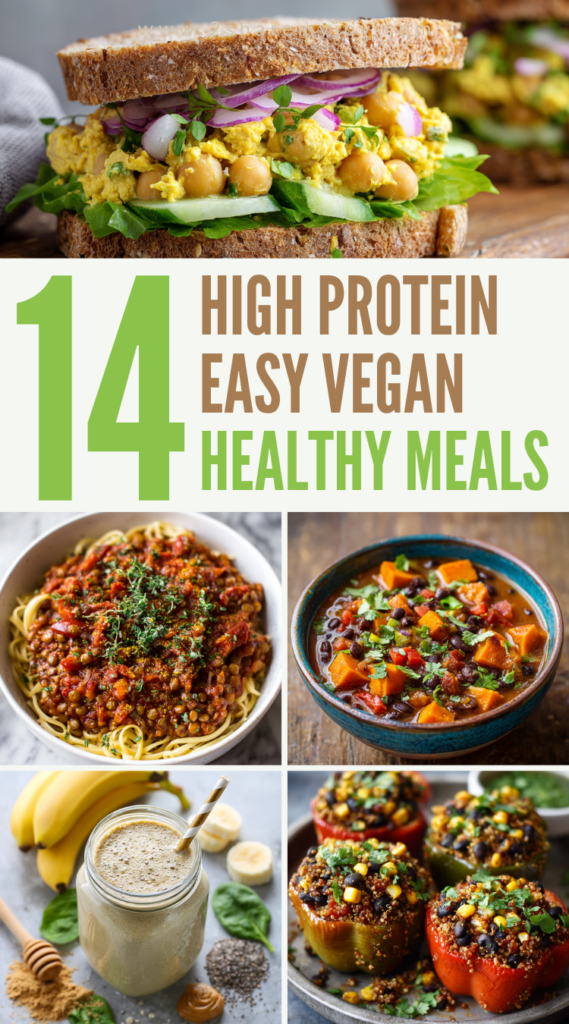 Looking for high protein vegan meals that actually keep you satisfied? 🌿 These easy protein vegan recipes feature tofu, lentils, quinoa, and tempeh — perfect for busy days, healthy eating, or muscle building. Each meal is nutrient-dense, simple to prep, and packed with plant-based protein. Save this post for your next protein vegan meal prep session and enjoy flavor-filled vegan dinners that leave you energized all week!