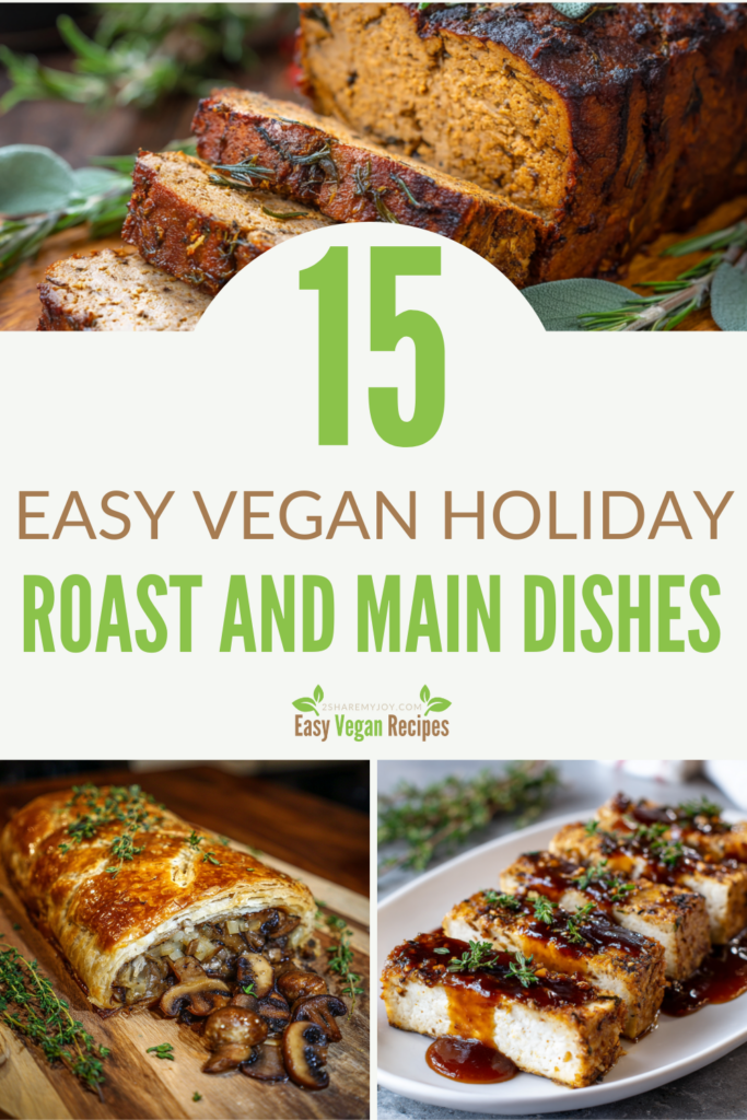 Need inspiration for your holiday dinner? This collection of 15 vegan holiday roasts and main dishes has you covered! Each recipe is easy, delicious, and perfect for a stress-free celebration. From chickpea loaf to BBQ meatloaf, these mains are hearty, festive, and comforting. Save this roundup and wow your guests with simple yet impressive plant-based recipes for Thanksgiving or Christmas!