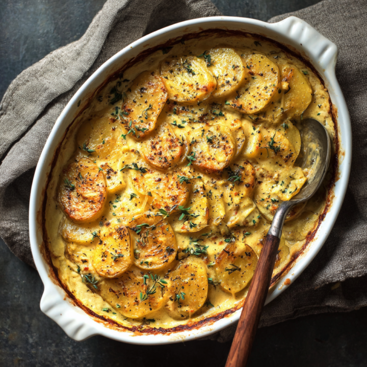 These creamy vegan scalloped potatoes are the ultimate holiday comfort food! Thinly sliced potatoes baked in a silky cashew cream sauce — rich, garlicky, and totally dairy-free. Perfect for Thanksgiving, Christmas, or any cozy dinner. Make ahead, bake fresh, and watch everyone go back for seconds! 🌱✨ #VeganHolidayRecipes #ThanksgivingSides #VeganChristmasDinner