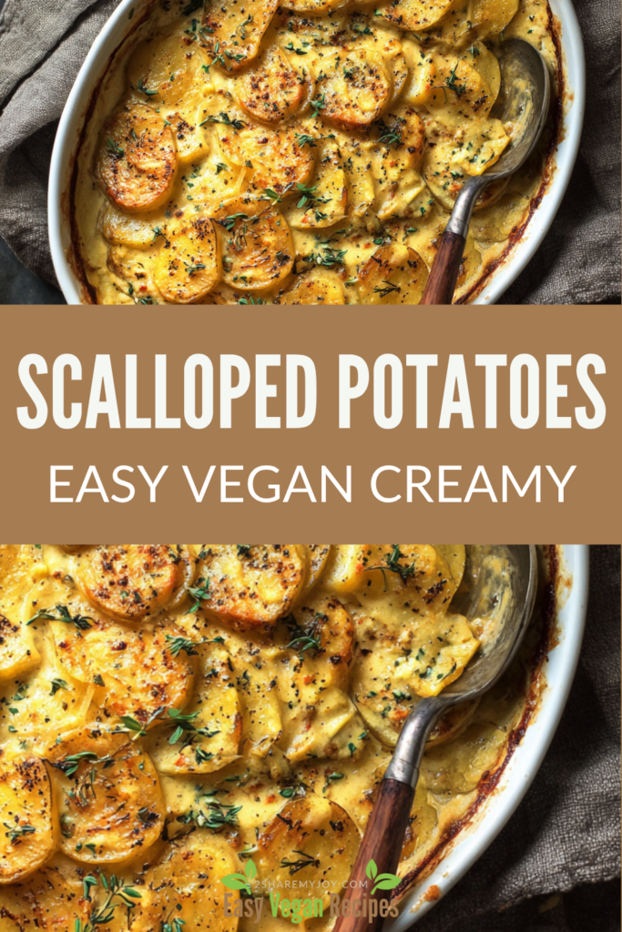 These creamy vegan scalloped potatoes are the ultimate holiday comfort food! Thinly sliced potatoes baked in a silky cashew cream sauce — rich, garlicky, and totally dairy-free. Perfect for Thanksgiving, Christmas, or any cozy dinner. Make ahead, bake fresh, and watch everyone go back for seconds! 🌱✨ #VeganHolidayRecipes #ThanksgivingSides #VeganChristmasDinner