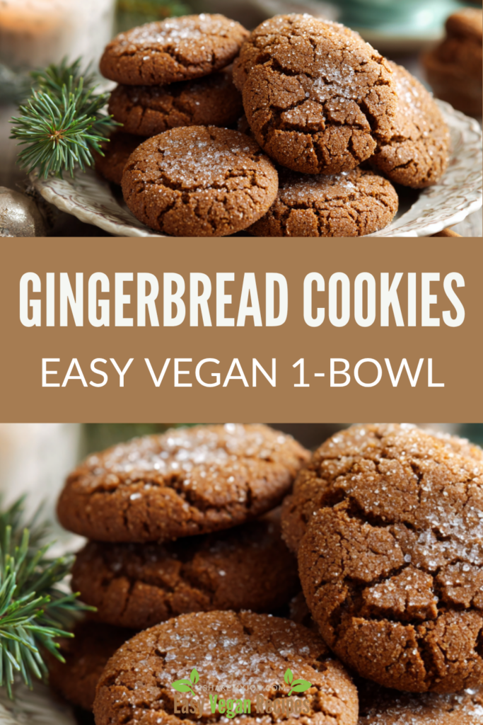 Cozy up with these soft and chewy 1-bowl gingerbread cookies — made with molasses, warm spices, and zero dairy or eggs! They’re perfectly spiced, take just 20 minutes, and are the easiest cookies you’ll bake this season. No mixer, no mess, just pure holiday magic in every bite. 🍪✨ #gingerbreadcookies #veganbaking #holidaycookies
