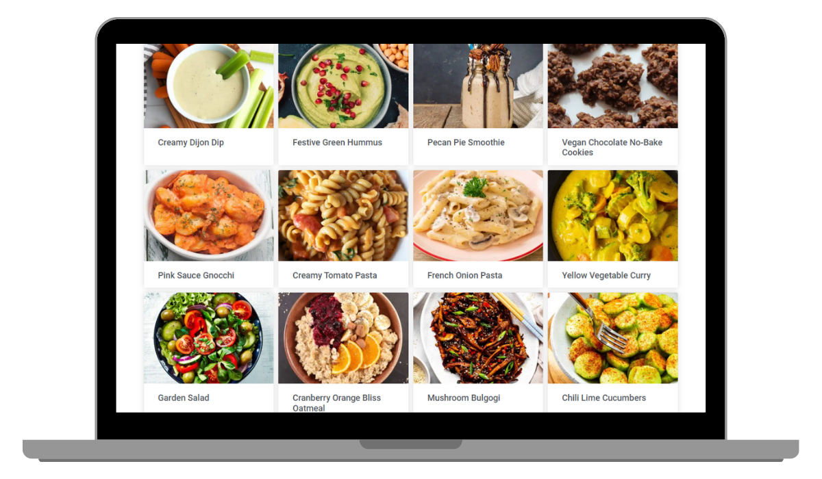 Health My Lifestyle Meal Planner laptop mockup with vegan recipes