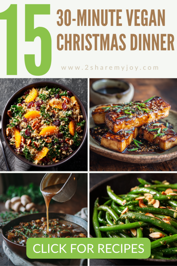 Hosting the holidays? Make it stress-free with these 15 easy vegan Christmas dinner recipes — all ready in under 30 minutes! From creamy scalloped potatoes to mini puff pastry parcels, these quick plant-based holiday dishes taste gourmet but are secretly simple. Perfect for busy cooks or last-minute planners! 🌱✨ #VeganChristmas #EasyVeganDinner #PlantBasedHolidays