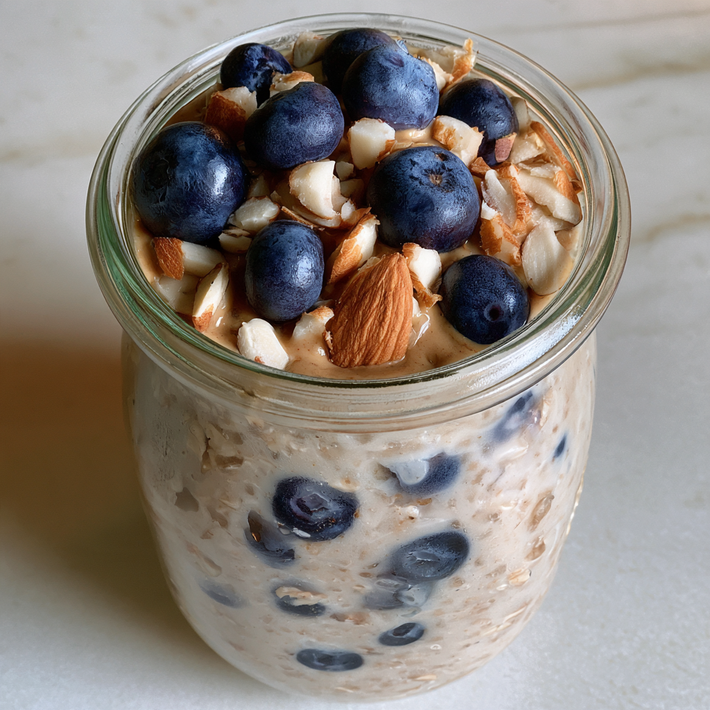 blueberry almond crunch overnight oats