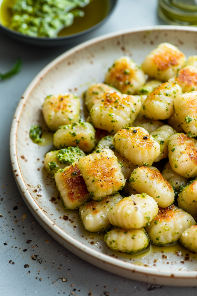 Crispy Gnocchi with Vegan Pesto