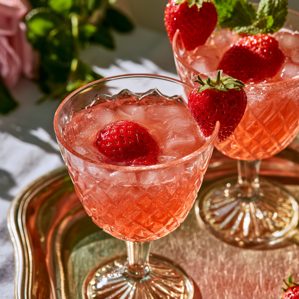 1. Sparkling Strawberry Rose Mocktail
