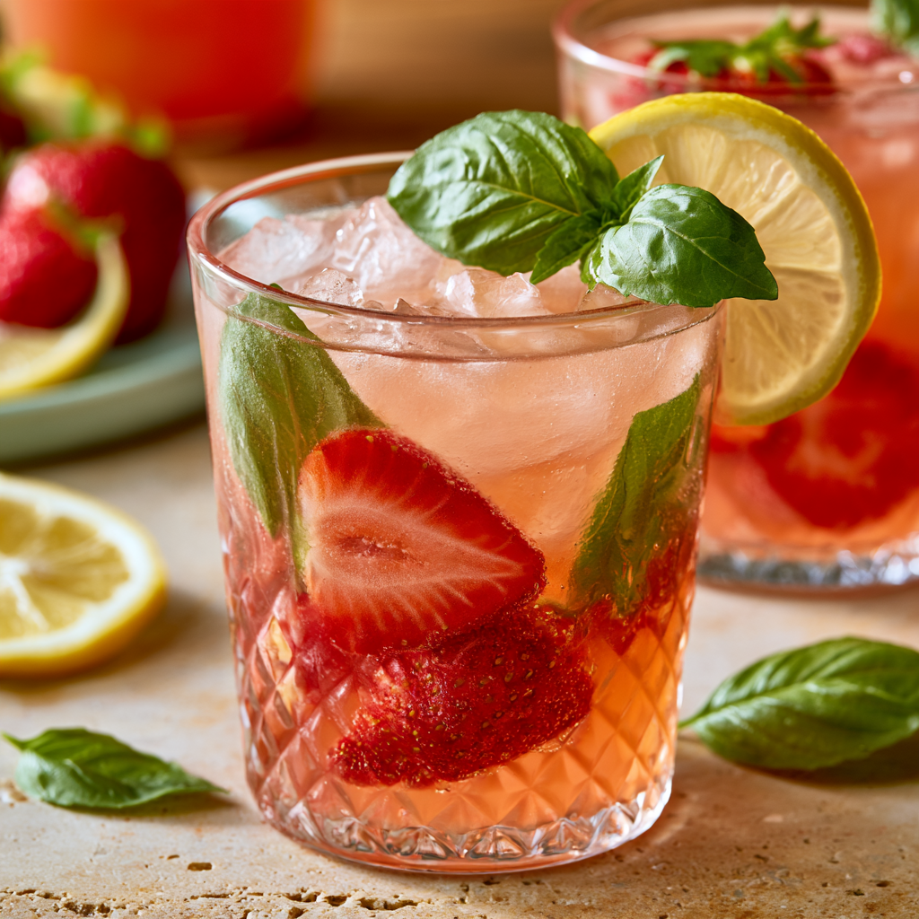 7. Strawberry Basil Lemonade Mocktail